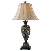 Iron Lace Table Lamp in Golden Ruby