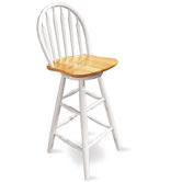 30.75" Windsor Arrowback Swivel Barstool (White/Natural)