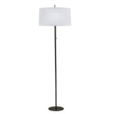 Floor Lamp in Black with White Linen Shade