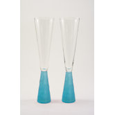 Prescott Flute Glass in Aqua (Set of 2)