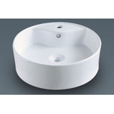 Round Ceramic Vessel Sink with Overflow in White
