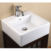18inches Ceramic lav sink top - square vessel w/overflow (single faucet hole)