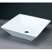 Square Ceramic Vessel Sink without Overflow in White