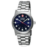 Classic Field Military Wrist Watch with Blue Dial and Bracelet