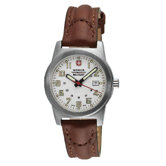 Ladies Classic Field Watch with White Dial and Brown Strap