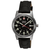Classic Field Watch with Black Dial and Black Leather Strap