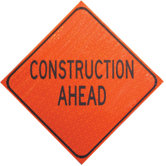 Marathon Fluorescent Roll-Up Sign Construction Ahead