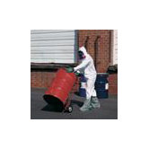 White Coverall With Zipper Front Attached Hood And Boots With Elastic Wrists And Face Size Small