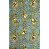 Catalina Blue Peacock Feathers Novelty Rug