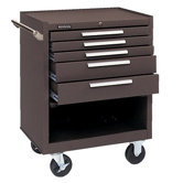 Industrial Series Roller Cabinets - 00060 roller cabinet 5 drawer w/compartment brn