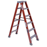 FM1500 Series Fiberglass Twin Front Ladders - 6' fiberglass twin stepladder type 1a