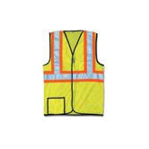 Large OccuLux&reg; HiVis Yellow 2Tone Cool Mesh Vest W/2" Wide Hrzntl Stripes & 2" Wide Vertical Shoulder Stripes