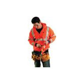 Orange Hi Viz Wicking Polyester Hooded Sweatshirt With Zippered Front And Elastic Cuffs And Waistband
