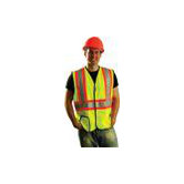 Two Tone OccuLux&reg; High Visibility Fluorescent Yellow Vest With 3M Scotchlite Reflective Tape Trimmed, Trimmed In Bright Orange