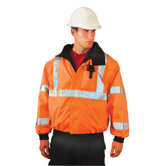 Hi-Viz Orange PVC Coated Polyester ANSI Class 3 Occulux Bomber Jacket With 3M Reflective Strpes And Nylon Lining