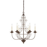 Laila Six Light Chandelier in Rustic Antique Bronze