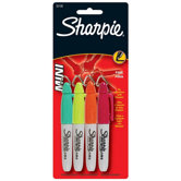 Mini Sharpie Marker,Permanent,Fine Point,4/ST,AQ/BY/LM/OE