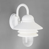 White Single Light Plastic Outdoor Wall Lantern with Prismatic Acrylic Shade