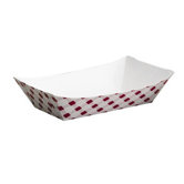 5 Lb Clay Coated Paper Food Tray in Red Plaid