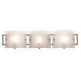 Nara  Vanity Light with Checkered Frosted Glass in Brushed Steel