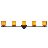 Hermes  Vanity Light with Amber Glass in Brushed Steel