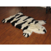 Designer Stripe Bear Ivory/Black Animal Rug