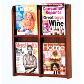Four Magazine Oak and Acrylic Wall Display