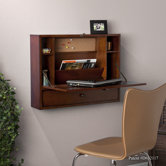 Grants Wall-Mount Laptop Desk in Brown Mahogany