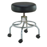 Wheeled Round Stool in Black