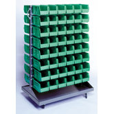 Mobile Double Sided Louvered Rack with Bins (Complete Package)