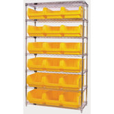 Q-Stor 7 Shelf Unit with Magnum Bins (74" H x 42" W x 18" D) with Optional Mobile Kit