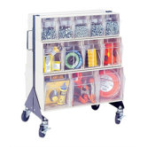 24" Mobile Double Sided Floor Stand Storage Unit with Tip Out Bins