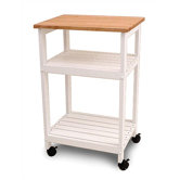 Cottage Microwave Cart with Butcher Block Top