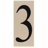 Ambiance "3" Address Number Tile in Creme