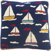 Sail Away Square: 18" x 18" - Blue Novelty Pillow