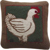 Fly the Coop Square: 18" x 18" - Green Hen Pillow