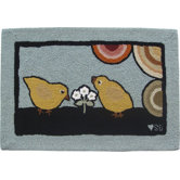 Baby Chicks: 2' x 3' - Blue Rug