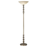 Skyler One Light Torchiere Floor Lamp in Ebonized Silver Leaf/Black