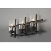 Ethan Three Light Bath Vanity in Antique Forged Iron and Brushed Steel