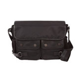 Aelius Leather & Nylon Double Pocket Shoulder Bag