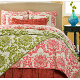 Green Damask Quilt Collection