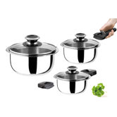 9-tlg. Kocht&ouml;pfe Set "Quick Clack" aus Edelstahl