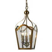 Three Light Hanging Lantern in Antique Brass