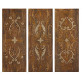 Elegant Swirl Panel Wall Art in Antique Glaze - Set of 3