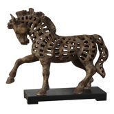 Prancing Horse Sculpture in Heavily Antiqued Textured Ivory