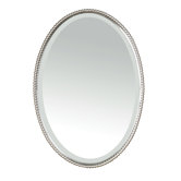 Sherise Beaded Oval Mirror in Brushed Nickel