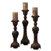 Rosina Carved Candlesticks (Set of 3)