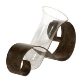 Contemporary Curl Vase in Antiqued Mahogany