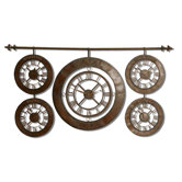 Time Zones Clock in Distressed Dark Brown