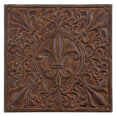Fleur De Lis Plaque Wall Art in Rust Brown Wash